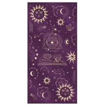 Mystical purple velvet table runner with gold patterns