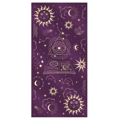 Rubies Mystical purple velvet table runner with gold patterns