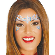 White and blue crystal adhesive face jewels