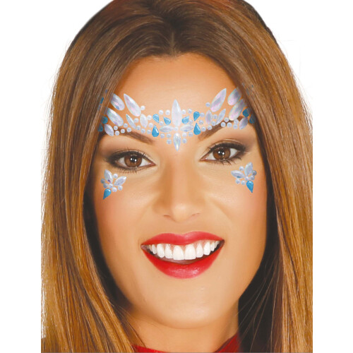 Rubies White and blue crystal adhesive face jewels