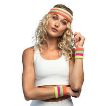 80's Adult Multicolored Headband and Wristbands