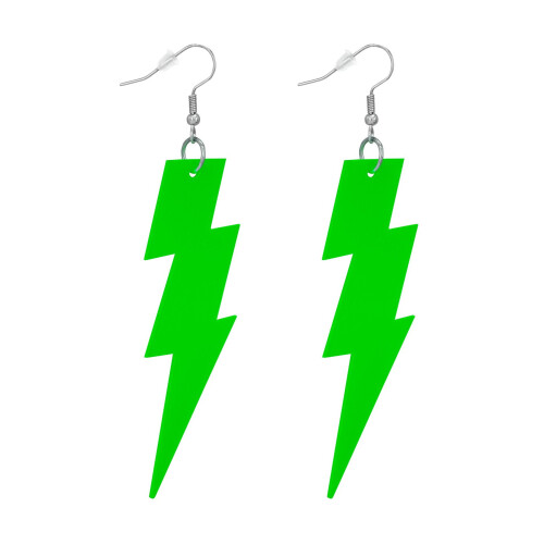 Rubies Neon green lightning earrings 2