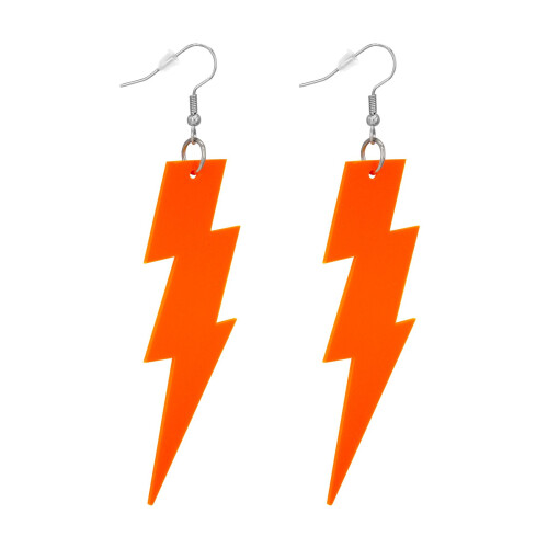 Rubies Neon orange lightning bolt earrings 2