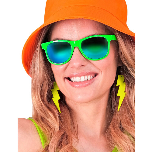 Rubies Neon yellow lightning earrings