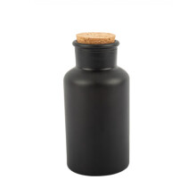 Matte black apothecary bottle with cork stopper 17 cm 500 ml