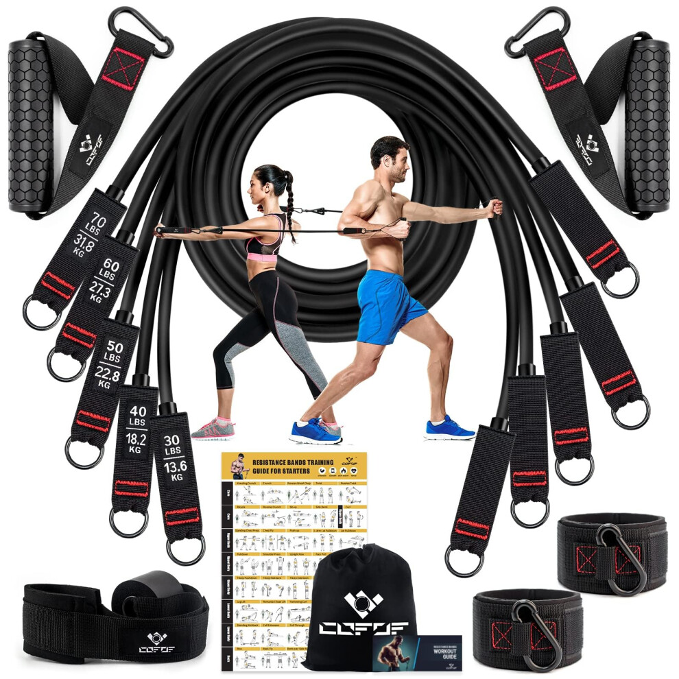 COFOF Resistance Bands Set with Handles, Exercise Bands Stackable up t