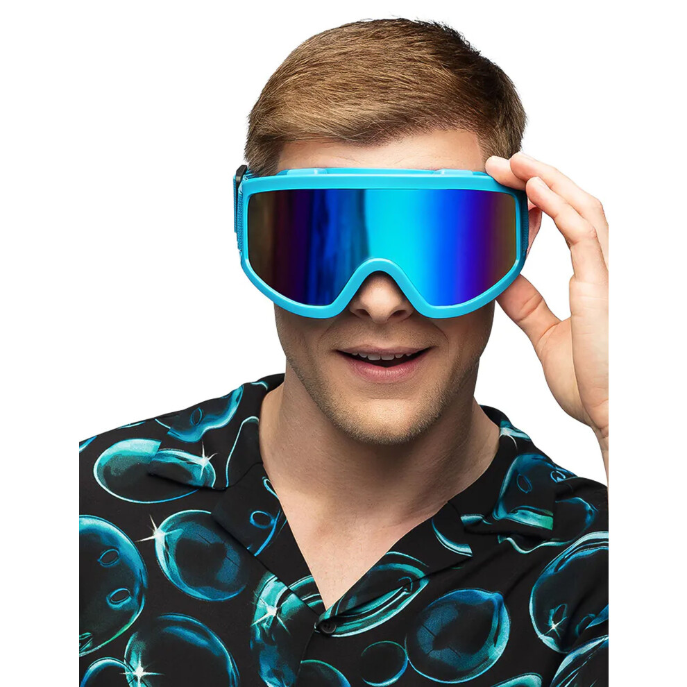 Rubies Adult Fluorescent Ski Goggles Blue