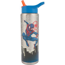Marvel Spider-Man 750ml Stainless Steel Water Bottle with Straw - Leak-Proof, BPA-Free - Ideal for Kids & Adults - Perfect for School, Travel & Outdo