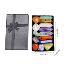 Set di cristalli chakra esagonali 14 pezzi pietre di ametista rosa per meditazione e regalo