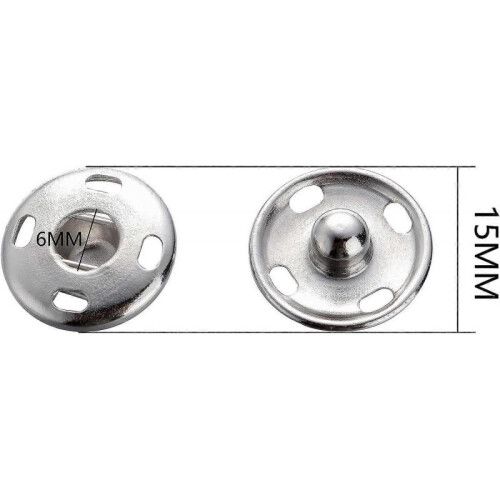 Metal Snap Fasteners Studs - Great for Closure in Crafts (15mm) 1