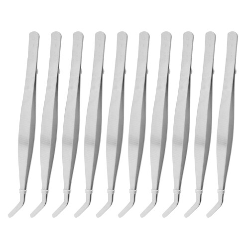 10PCS Stainless Steel Tweezer Curved Nippers Tools