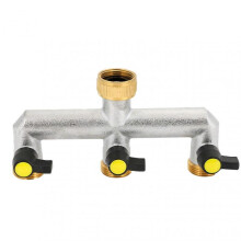 3-way tap water distributor, 3/4 inch brass water connection distributor with individual shut-off taps -GSL