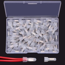 100 Pcs Copper Closed End Crimp Terminal - Nylon Wire End Cap Connector, 22-16 AWG