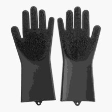 Magische siliconen rubberen handschoen, afwasmachine, ovenwant, hittebestendige keukenhulp, grijze kleur, maat M