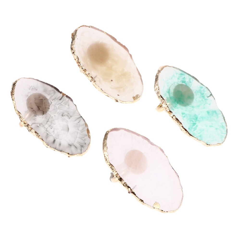 Agate Ring Nail Palette Set of 4 Resin Mixing Trays for Nail Art Painting and Pigment Mixing