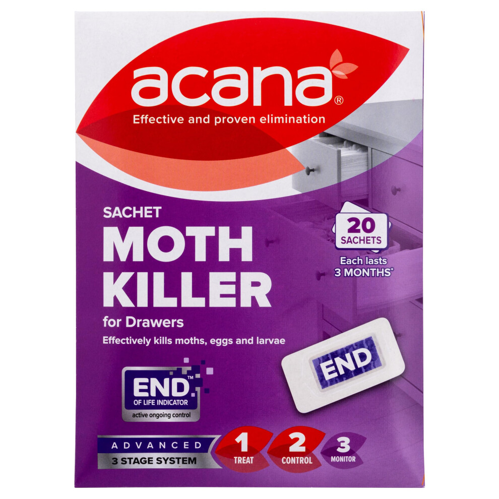 Acana Sachet Moth Killer 20 Pack- For Drawers & Storage-