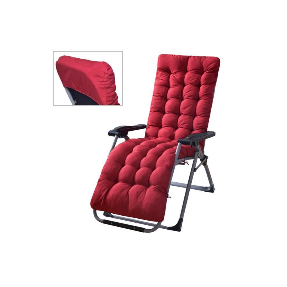 Outdoor Lounger Cushion for Indoor and Outdoor Use, Ideal for Travel and Holidays - 170 x 53 x 8 cm - Burgundy