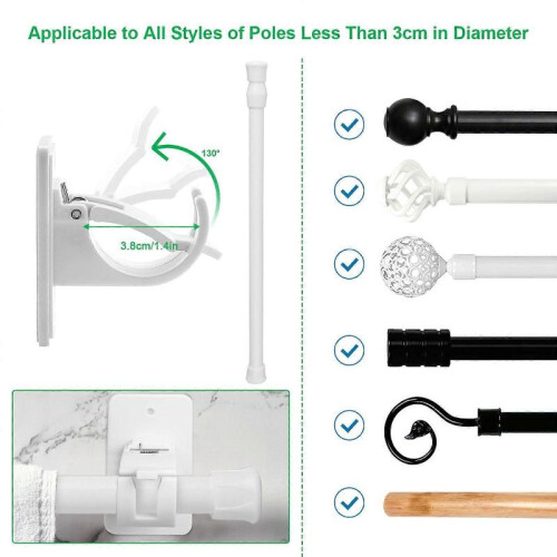 8/4pcs Curtain Rod Bracket, Self Adhesive Wall Mount Holder, Drapery Hook Holders 1