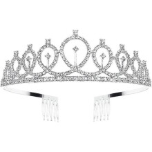 Wedding Tiara Bridal Tiara Crystal Rhinestones Tiara Crown with Comb for Bridal