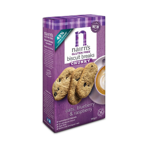 Nairns Chunky Biscuit Breaks - Raspberry & Blueberry - 160g x 6 (6 Pack Bundle)