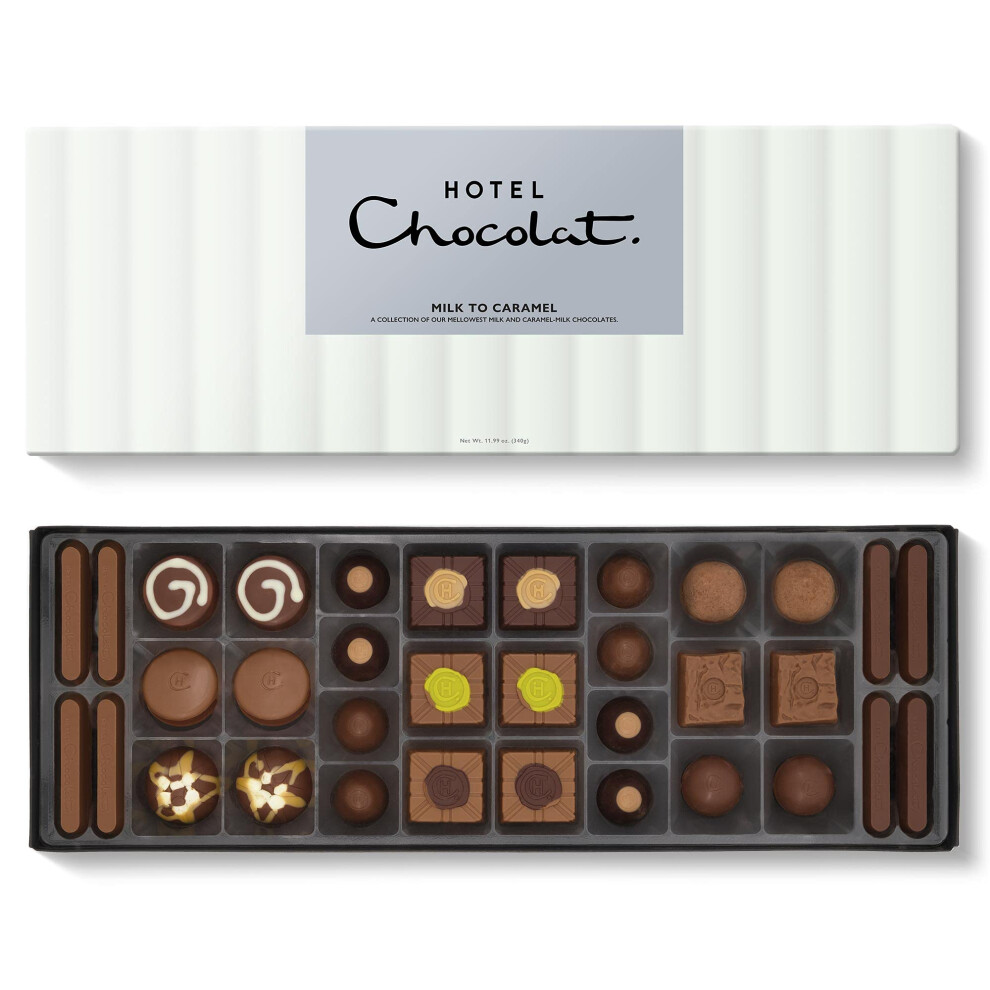 Hotel Chocolat Milk to Caramel Sleekster 340g - 34-Piece Milk and Caramel Chocolate Box - Chocolate Gift for Birthday, Thank You, Congratulations,