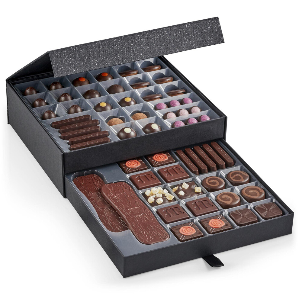 Hotel Chocolat Dark Cabinet - 59 Of Our Finest Dark Chocolates, 540g - Chocolate Box - Suitable For Vegetarians - Gifts For Birthday, Thank You,