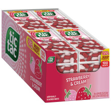 Tic Tac Strawberry & Cream Flavored Mints, 12 Count, On-the-Go Refreshment, Stocking Stuffers, 1.7 oz Each