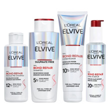 L?Oreal Paris Elvive Bond Repair Hero Set for Damaged Hair, Pre-Shampoo Treatment 200ml, Shampoo 200ml, Conditioner 150ml, Leave-In Serum 150ml,