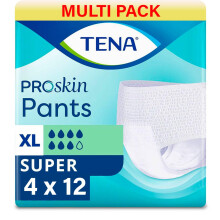 TENA Pants Super | Size Extra Large | 7 Drops | Incontinence Pants | 4 Pack of 12