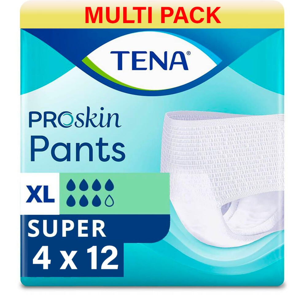 Tena Pants Super | Size Extra Large | 7 Drops | Incontinence Pants | 4 Pack Of 12