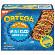 Ortega Taco Shells, Yellow Corn Mini Slider Shells, Gluten Free, Zero Trans Fat, Zero Sugar Crunchy Taco Shell, Pack of 6 x 126g
