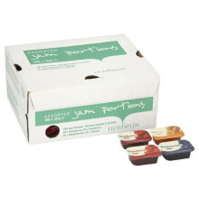 4 x Lichfields 100 Jam Portions Contains 4 Variants 25xStrawberry, 25xRaspberry, 25xBlackcurrant, 25xApricot 20g Each