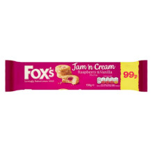 FOX's Jam'n Cream Raspberry & Vanilla Flavour 150g x Case of 12