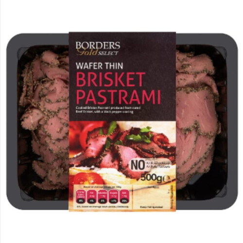 Borders Gold Select Wafer Thin Brisket Pastrami 500g x 1