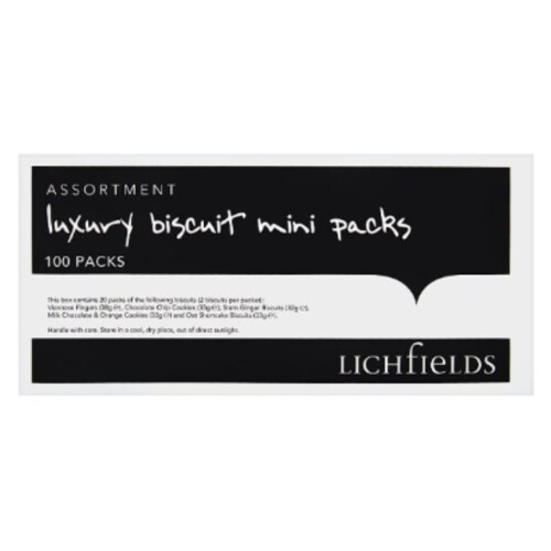 Lichfields 100 Assorted Luxury Biscuit Mini Packs x Case of 100