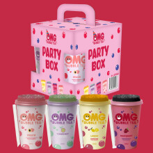 OMG Bubble Tea Party Pack | The Perfect Party Pop | Raspberry, Peach, Lemon, and Passion Fruit | A Flavorful Bubble Tea Adventure | (5 Boxes)