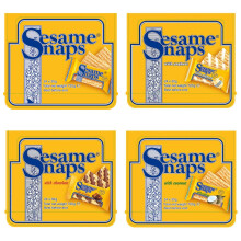 Sesame Snaps Variety Pack of 4 | Sesame Snaps Original 24x30g, Sesame Snaps with Coconut 24x30g, Sesame Snaps with Yogurt 24x30g, Sesame Snaps with