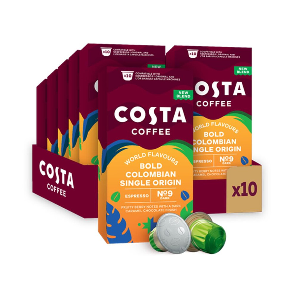 L'or Costa Bold Colombian Single Origin Aluminium Coffee Pods (Pack Of 10, Total 100 Coffee Capsules)