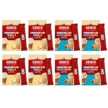 Kenco Iced Hot Latte Instant Coffee Sachets, Vanilla and Salted Caramel Variety Pack, 8 Packs
