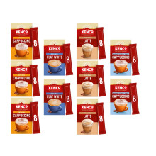Kenco Instant Coffee Sachets Variety 10 Pack, Cappuccino x3, Latte x3, Unsweetened Cappuccino x2, Flat White Coffee Sachet, Total 10 Packs Kenco