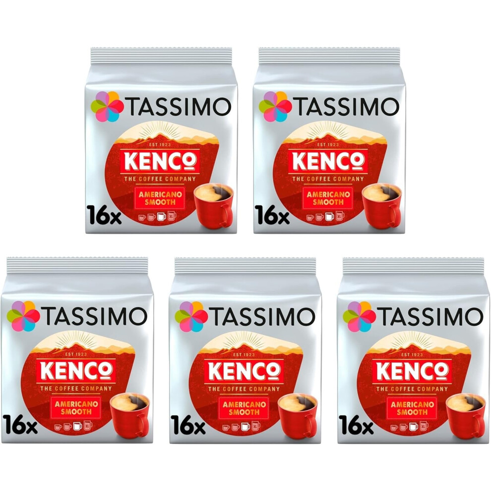 Tassimo Kenco Americano Smooth Coffee Pods X16 (Pack Of 5, Total 80 Drinks)