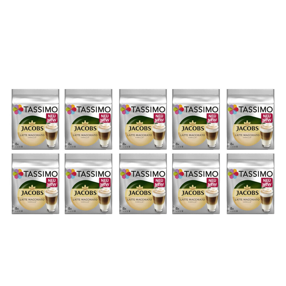 Tassimo Latte Macchiato Vanilla Coffee Pods - 10 Pack (80 Drinks)