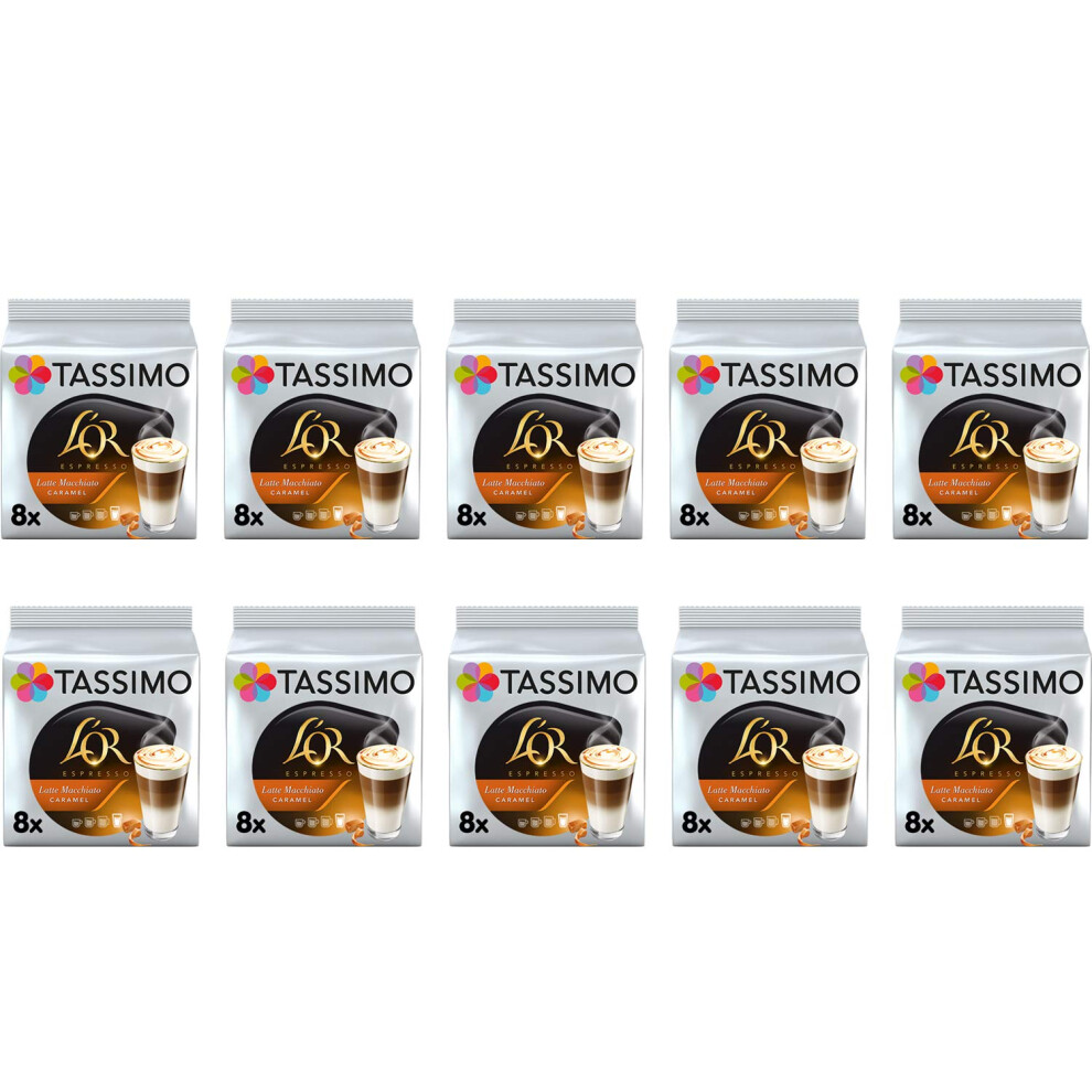 Tassimo L'or Latte Macchiato Caramel Coffee Pods - 10 Packs (80 Drinks)