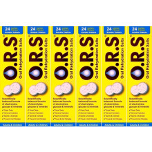 O.R.S Oral Rehydration Salts 24 Lemon Flavour Soluble Tablets x 6 Packs