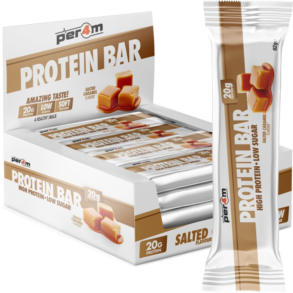 Per4m On-The-Go Protein Bar | High Protein, Low Sugar Bar With 20G Protein | Nutritional & Healthy Gym Snack Bar | Box Of 12 X 62G (Box, Salted