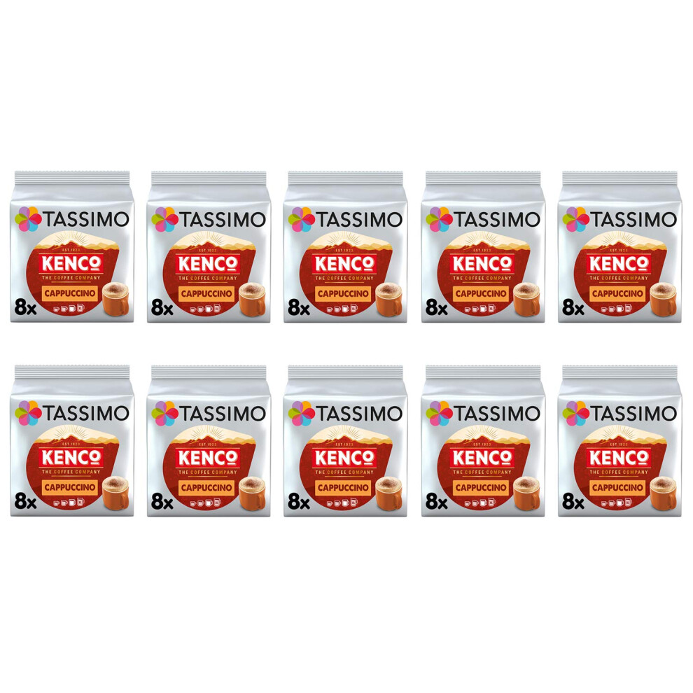Tassimo Kenco Cappuccino Coffee Pods - 10 Packs (80 Drinks)