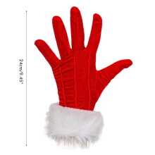 Weihnachtliche rote Santa-Handschuhe mit weißem Plüschumschlag, Cosplay-Handschuhe und Kostüme, Partykleidung für Damen und Kinder