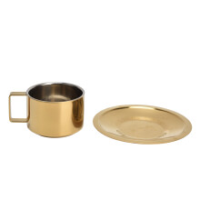 Stainless Steel Coffee Cup Set with Saucer 5.5x10.5cm, 13.7cm Diameter