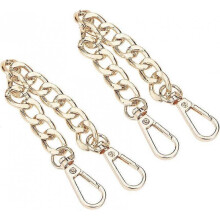 Purse Extender - 2 Pack 7.8 Inch Golden Aluminum Bag Flat Chain Strap with Swivel Clasps