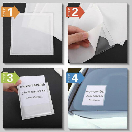 10 Pcs Car Permit Holder - Self-Adhesive Parking Permit Holders with Top Open Clear Ticket Holder 2